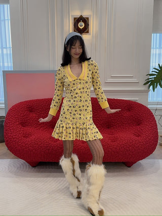 ASHLEY WILLIAMS - L/S AMELIA SHORT DRESS / GIRL BABY YELLOW