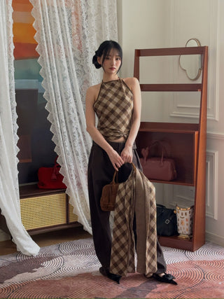 AYA MUSE - Kae Top in Plaid Brown