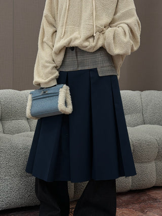 YOUSER - JACKET MIXED PLEATS SKIRT / NAVY