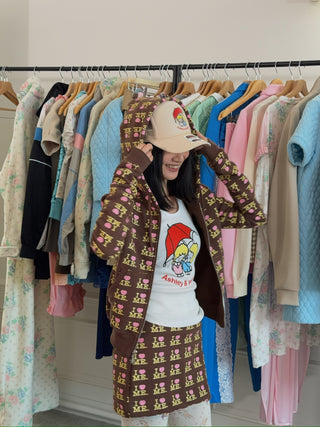 ASHLEY WILLIAMS - Shrunken Hoodie  in I Heart Me Choco