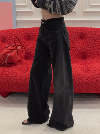 MM6 Maison Margiela - WIDE LEG JEANS BLACK/DARKGREY