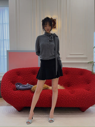 GUIZIO RUCHED HEART SCALLOP SKIRT
