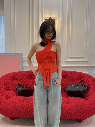 GUIZIO  Chiffon Warp Around Top