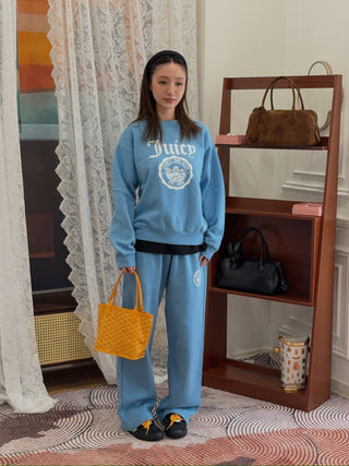 SPORTY & RICH X JUICY COUTURE - Juicy Emblem Crewneck in Sky Blue