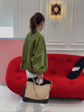 SIMONETTA - PIAVE - LEATHER BOMBER / GREEN PEPPER