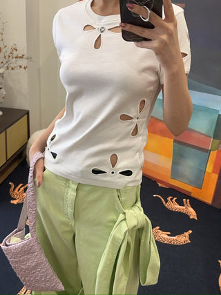COPERNI PETAL EMBROIDERED SLIM FIT T-SHIRT