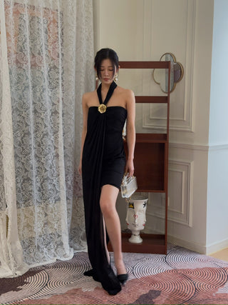 BLUMARINE - DRESS SABLE GOLDROSE / BLACK