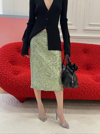 16ARLINGTON - Elice Midi Skirt in Lace Sequin