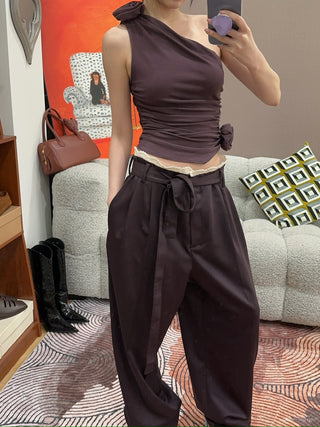 MAGDA BUTRYM -   One-shoulder t-shirt in BORDEAUX