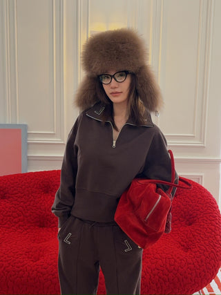 YVES SALOMON - Loro Piana Flannel and fox fur ushanka