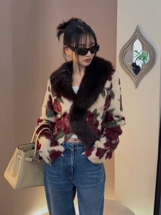 CARELLI - Rosa Floral Jacket in Red Rose Print