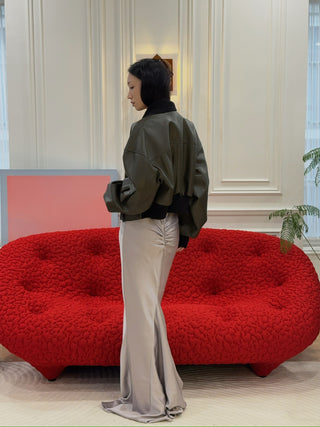 THE MANNEI LE MANS CROPPED BOMBER GREEN