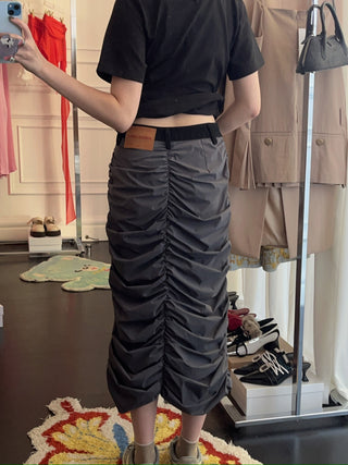 YOUSER - DENIM COMBINED SHIRRING SKIRT