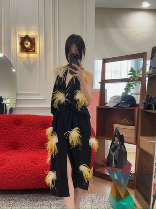 16ARLINGTON Vide Feather Dress