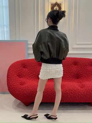 THE MANNEI LE MANS CROPPED BOMBER GREEN