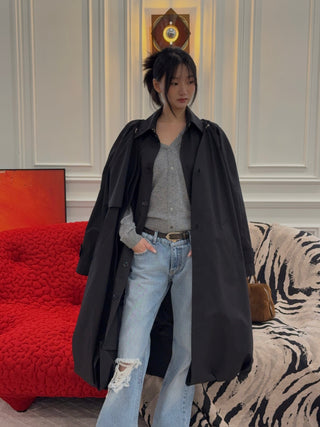 ROKH BALLOON SHAPE BUTTONED TRENCH COAT
