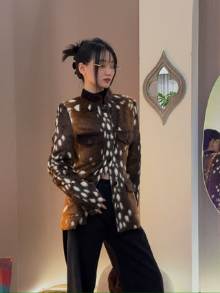CARELLI - Jackie Deer Jacket in Brown Fawn Print