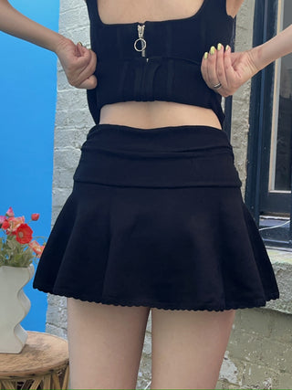 GUIZIO RUCHED HEART SCALLOP SKIRT