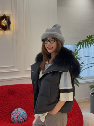 YVES SALOMON - VEST MADE WITH LORO PIANA FLANNEL FABRIC/FOX