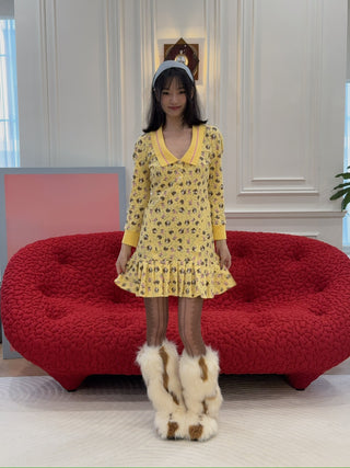 ASHLEY WILLIAMS - L/S AMELIA SHORT DRESS / GIRL BABY YELLOW
