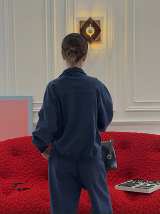 SPORTY & RICH - Vendome Quarter Zip in Navy