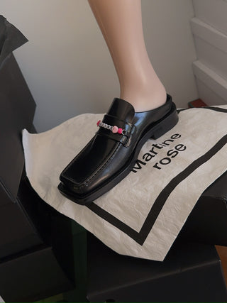 MARTINE ROSE BEADED SQUARE TOE MULE