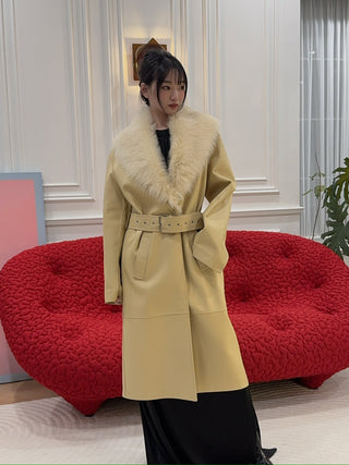 COMMON LEISURE YOU&ME TRENCHCOAT W/ SHEARLING LAPEL