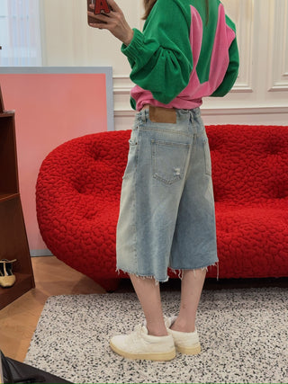 MM6 Maison Margiela Taped denim shorts
