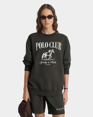 SPORTY & RICH - Stallion Crewneck in Faded Black