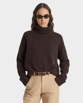 SPORTY & RICH - SRC Wool Turtleneck in Chocolate