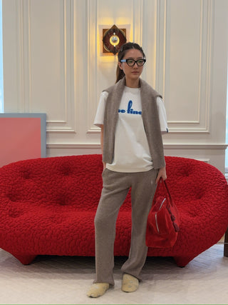 SPORTY & RICH - SRC Cashmere Trousers in Tapioca