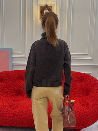SPORTY & RICH - SRC Wool Turtleneck in Chocolate