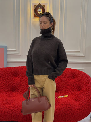 SPORTY & RICH - SRC Wool Turtleneck in Chocolate