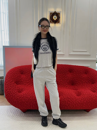 SPORTY & RICH - H&W Crest Sweatpant in Gray
