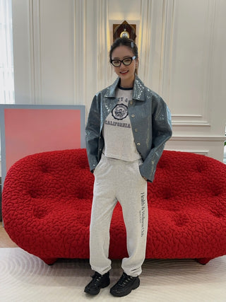 SPORTY & RICH - H&W Crest Sweatpant in Gray