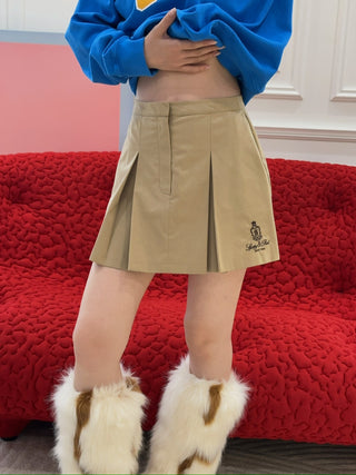 SPORTY & RICH - Vendome Box Pleat Skirt in Beige