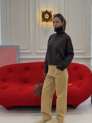 SPORTY & RICH - SRC Wool Turtleneck in Chocolate