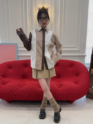 SPORTY & RICH - Vendome Box Pleat Skirt in Beige
