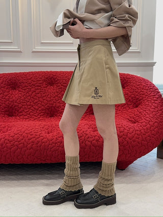 SPORTY & RICH - Vendome Box Pleat Skirt in Beige