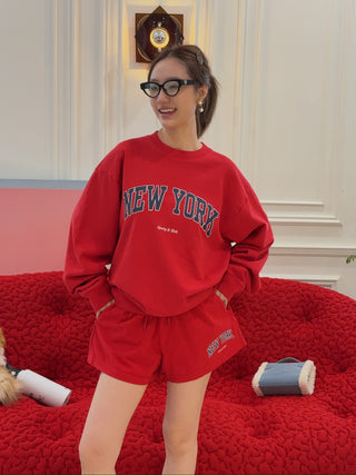 SPORTY & RICH - New York Ivy Disco Short in Ruby