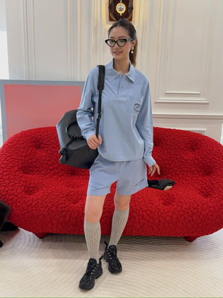SPORTY & RICH - Riding Club Pique Polo in Blue