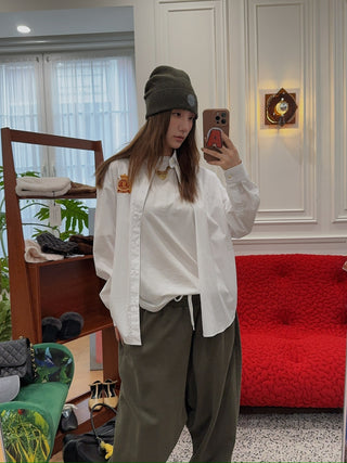 SPORTY & RICH - NY Crest Oversized Shirt in White