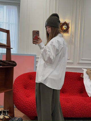 SPORTY & RICH - NY Crest Oversized Shirt in White