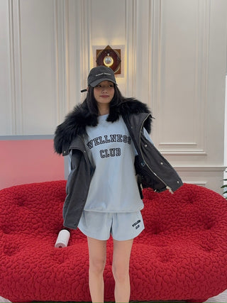 SPORTY & RICH - Wellness Club Flocked Crewneck in Blue