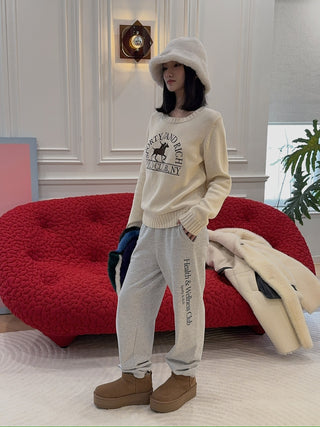SPORTY & RICH - Polo Club Knitted Sweater in Cream