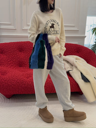 SPORTY & RICH - Polo Club Knitted Sweater in Cream