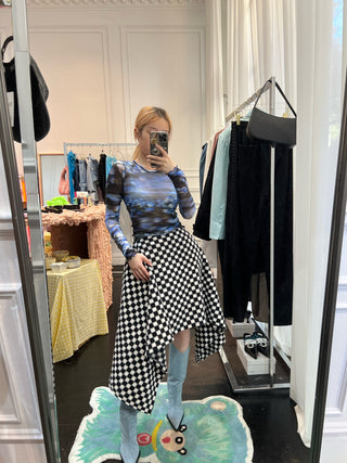 BONBOM CURTAIN DOUBLE POCKET SKIRT