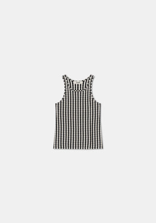 AERON - CHECK VEST / CREME/BLACK