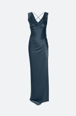 LAPOINTE SATIN COWL NECK GOWN