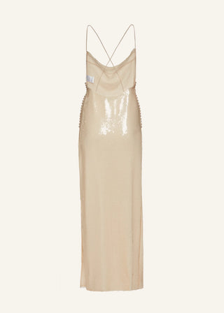 MAGDA BUTRYM Sequin spaghetti strap gown in cream